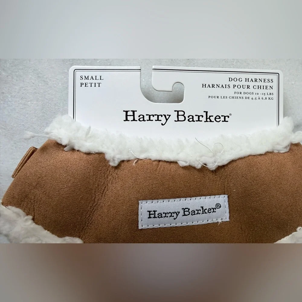 Harry Barker Brown Dog Harness with White Trim small